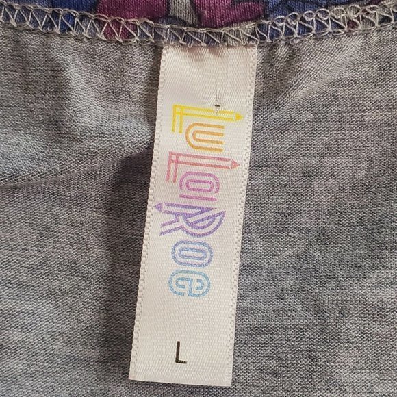 LuLaRoe Lynnae Shirt Top Tunic Purple Pink Gray Floral Long Sleeve L Large - Picture 4 of 12